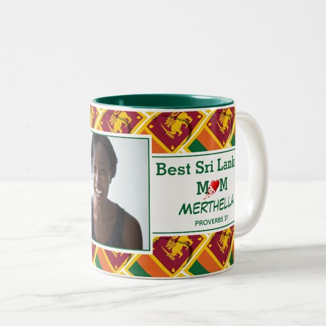Tasse 2 Couleurs BEST SRI LANKAN MOM Photo personnalisée (Devant droit)
