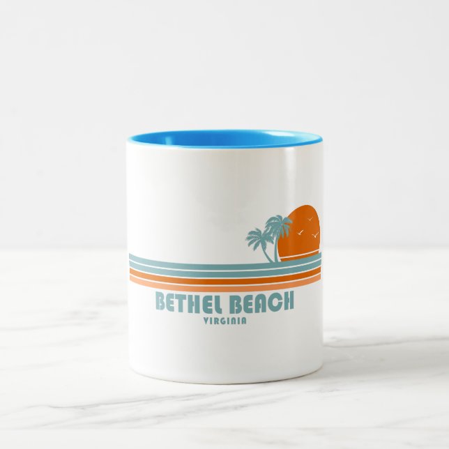 Tasse 2 Couleurs Bethel Beach Virginia Sun Palm Trees (Centre)
