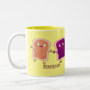 Tasse 2 Couleurs Beurre d'arachide mignonne et caricature sandwich 