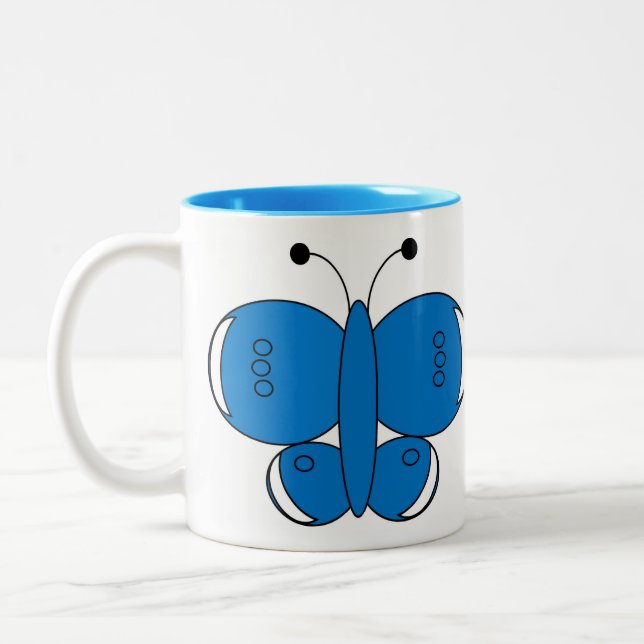 Tasse 2 Couleurs Beurre de papillon coloré mignon - Bleu commun (Gauche)