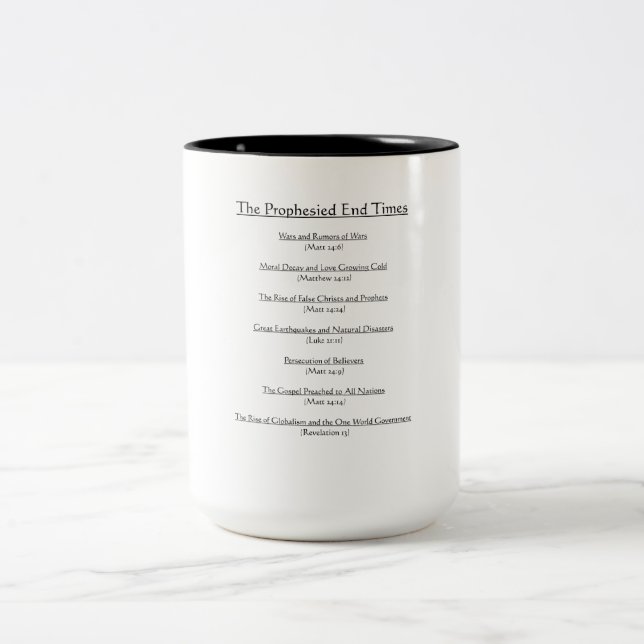Tasse 2 Couleurs BIBLE : Les temps de fin (Centre)