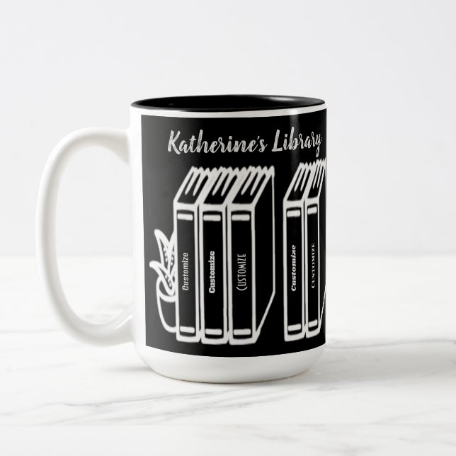 Tasse 2 Couleurs Bibliothèque de titres de livres personnalisés Noi (Gauche)