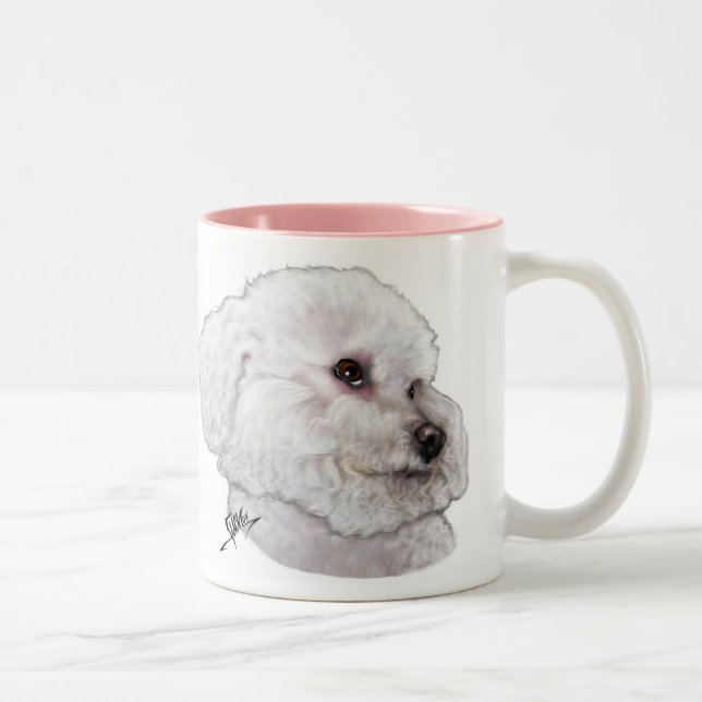 Tasse 2 Couleurs Bichon Frise dans la pensée profonde (Droit)