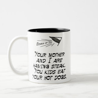 Tasse 2 Couleurs Bifteck contre des hot dogs