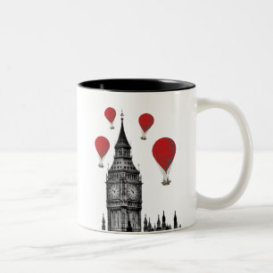 Tasse 2 Couleurs Big Ben et ballons à air d'un rouge ardent 2
