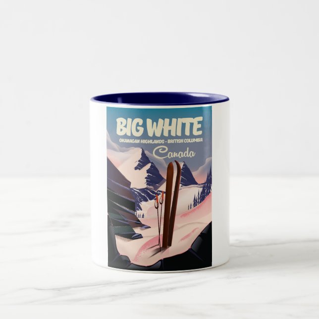 Tasse 2 Couleurs Big White Colombie-Britannique Canada ski. (Centre)
