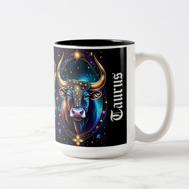 Tasse 2 Couleurs Bijoux Galaxie Zodiac Taurus (Droit)