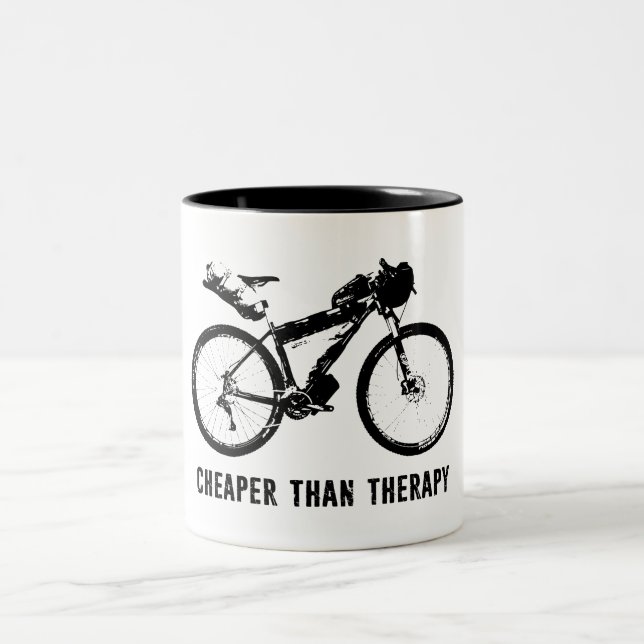 Tasse 2 Couleurs Bikepacking, Moins Cher Que La Thérapie (Centre)
