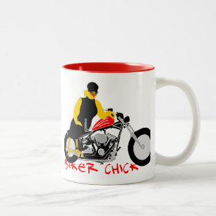 Tasse 2 Couleurs BIKER CHICK assise sur sa moto