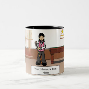 Tasse 2 Couleurs Billard, Joueuse de billard - Dessin féminin