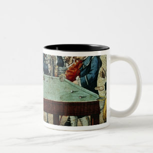 Tasse 2 Couleurs Billards, gravure à l'eau-forte du 18ème siècle