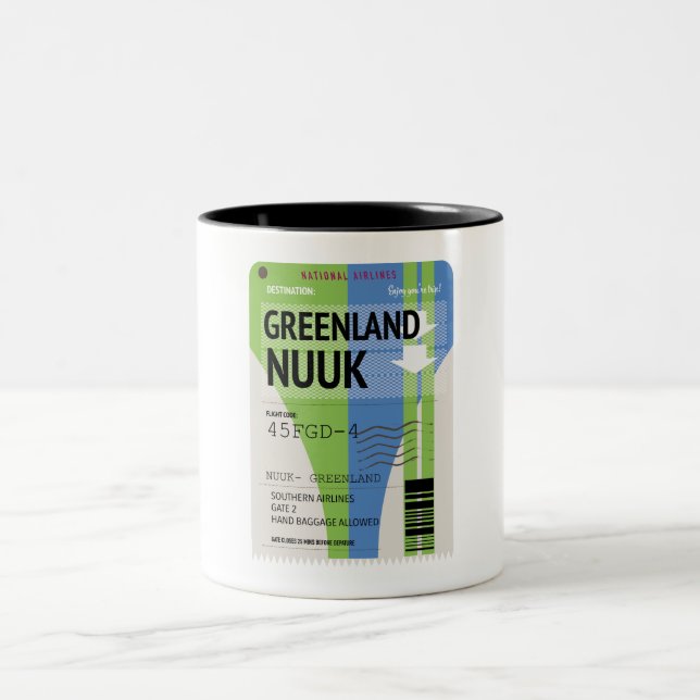 Tasse 2 Couleurs Billet voyage Nuuk du Groenland (Centre)