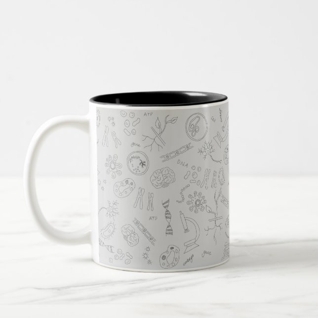 Tasse 2 Couleurs Biology diagram pattern black grey (Gauche)