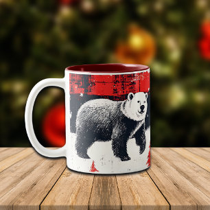 Tasse 2 Couleurs Bison rouge Plaids Ours polaire