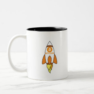 Tasse 2 Couleurs Bitcoin À La Rocket Lune