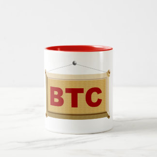 Tasse 2 Couleurs bitcoin signe de bois