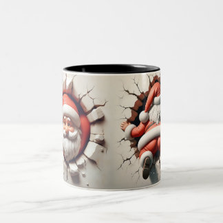 Tasse 2 Couleurs Bizarre de Noël Père Noël à deux faces