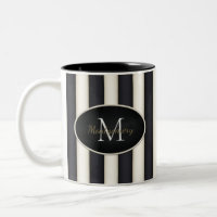 Black & Antique Grandes Blancs Ovale Monogramme en