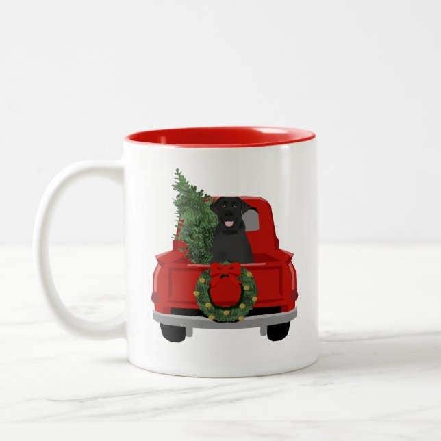 Tasse 2 Couleurs Black Labrador Christmas Truck (Gauche)
