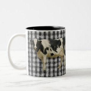 Tasse 2 Couleurs Black White Check Ferme d'élevage de vaches Count