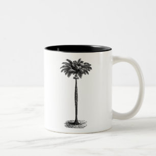 Tasse 2 Couleurs Blanc tropical vintage de modèle de palmier d'îl