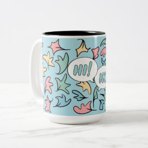 Tasse 2 Couleurs Bleu Feuille Pastel