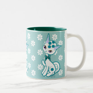 Tasse 2 Couleurs Bleu Girly mignon d'Aqua de chat de Kitty
