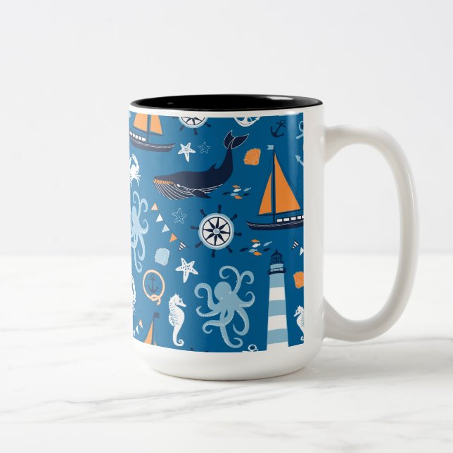 Tasse 2 Couleurs Bleu profond Toutes les choses Nautiques (Droit)
