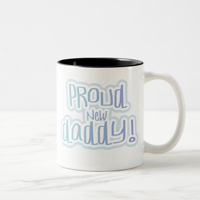 Tasse 2 Couleurs Bleu Texte Fière Nouveau Papa (Droit)