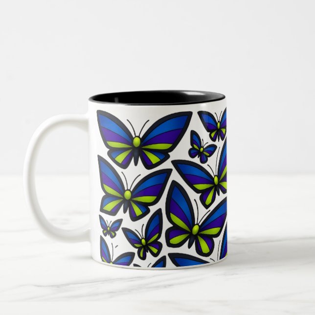 Tasse 2 Couleurs Bleu violet ailes vertes maintenant (Gauche)
