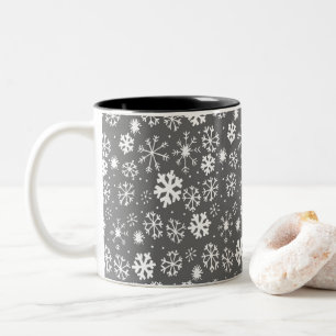 Tasse 2 Couleurs Blizzard de flocons de neige avec fond gris argent