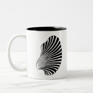 Tasse 2 Couleurs Blocage de coquille de saint Jacques, noir et blan