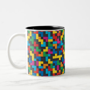 Tasse 2 Couleurs Blocs Rétro Tetris Motif Sans Couture