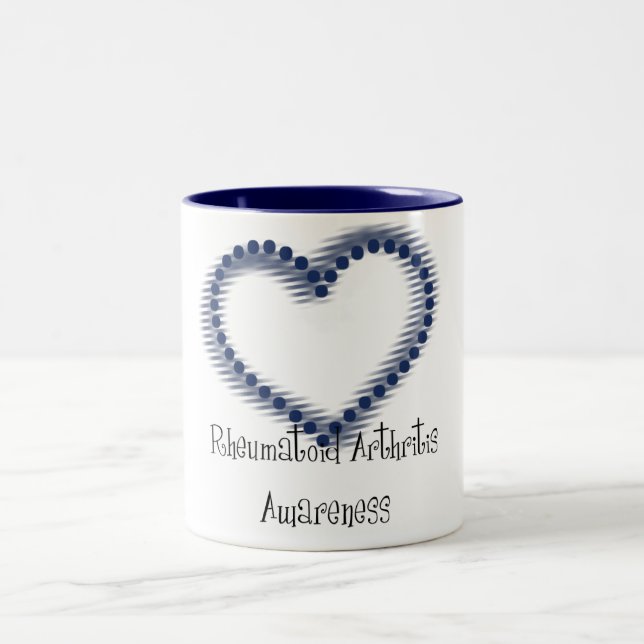 Tasse 2 Couleurs Blue Dotée Coeur Rheumatoïde Sensibilisation à l'a (Centre)