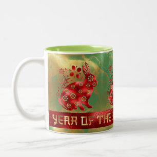 Tasse 2 Couleurs Blue Green Red Gold Rabbit chinois Nouvel An 2023