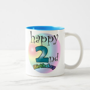 Tasse 2 Couleurs Blue Happy 2e anniversaire