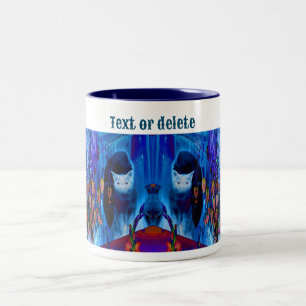 Tasse 2 Couleurs Blue Siamese Chat animal Abstrait Art personnalisé
