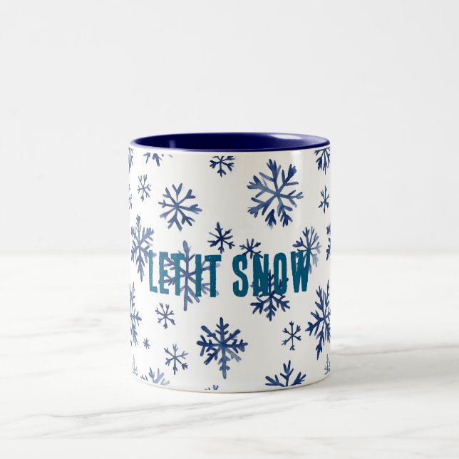 Tasse 2 Couleurs Blue White Snowflakes Christmas (Centre)