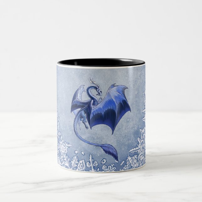 Tasse 2 Couleurs Blue Winter Dragon Imaginaire Nature Art (Centre)
