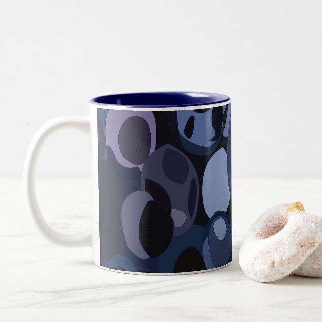 Tasse 2 Couleurs Blueberry moderne Abstrait (Avec donut)