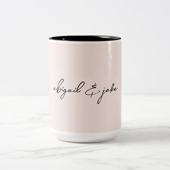 Tasse 2 Couleurs Blush Modern Script Couple Names (Centre)