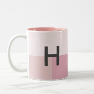 Tasse 2 Couleurs Blush Pastel Rose Pâle Moderne Monogramme à blocs