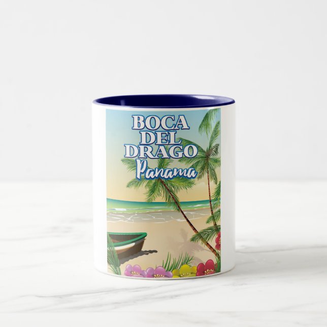 Tasse 2 Couleurs Boca del Drago Panama Beach poster voyage (Centre)