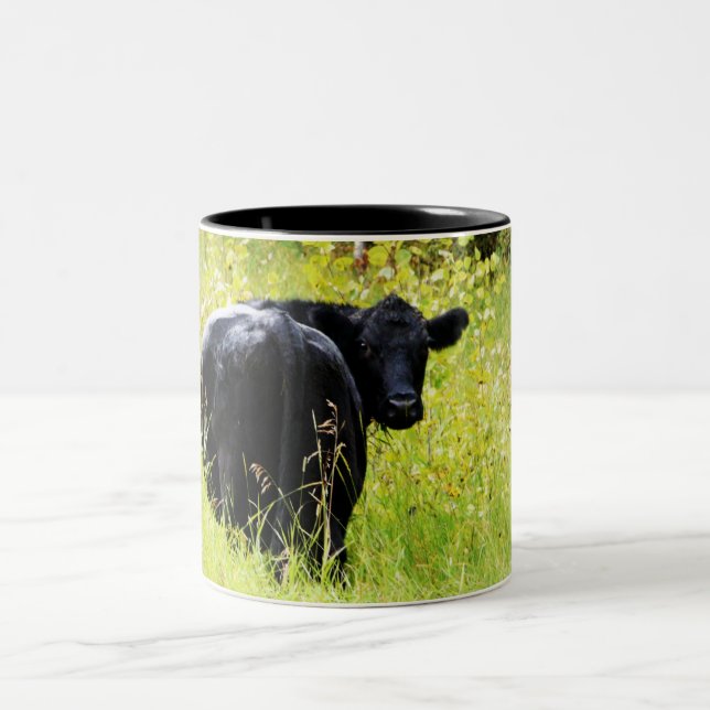 Tasse 2 Couleurs Boeuf d'Angus dans l'herbe jaune grande (Centre)