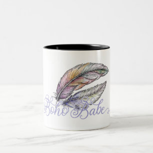 Tasse 2 Couleurs Boho Babe Plumes Vibe bohème tendance violet