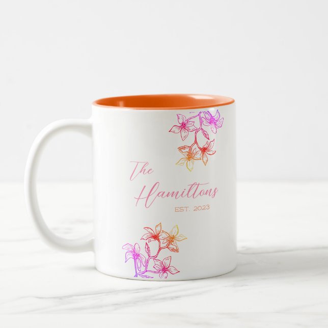 Tasse 2 Couleurs Boho Botanical Custom Fête des mariées (Gauche)