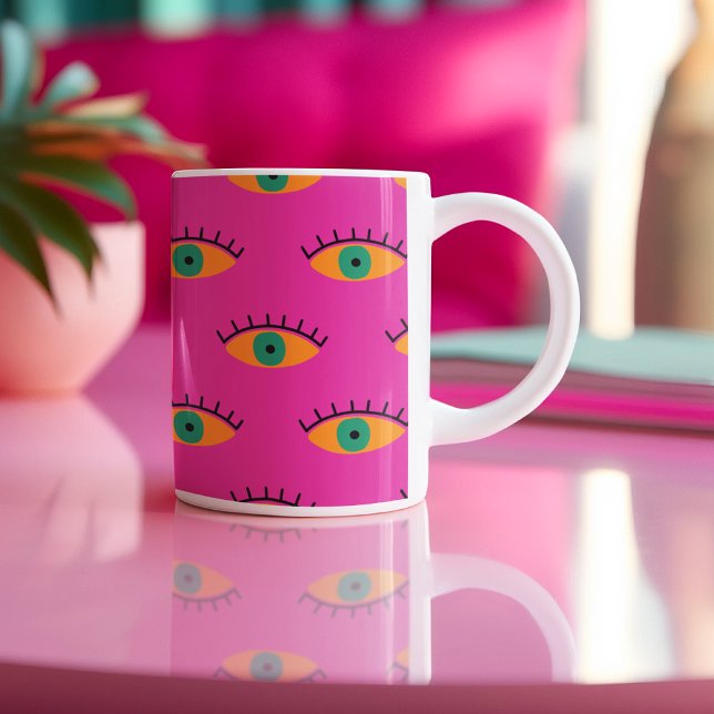 Tasse 2 Couleurs BOHO Evil Motif Funky Fuchsia (Créateur téléchargé)
