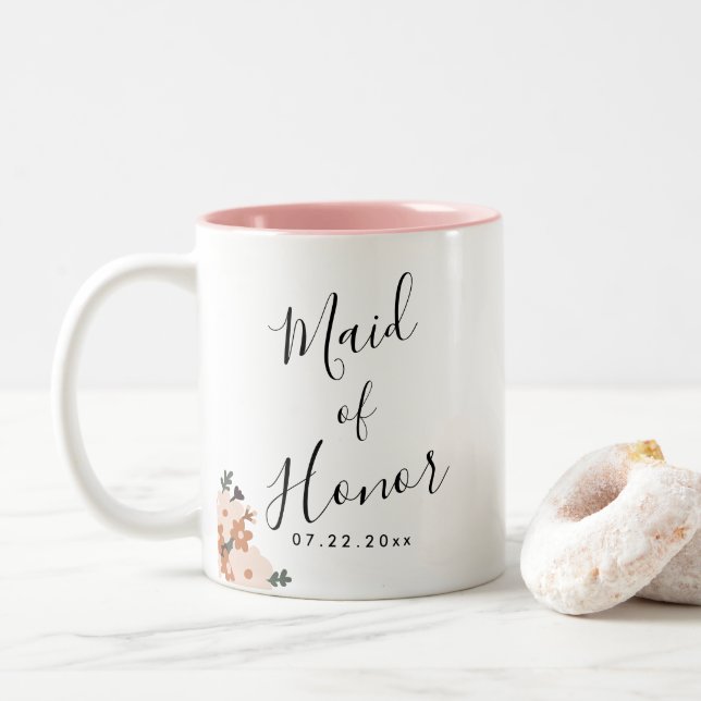 Tasse 2 Couleurs Boho Floral Mariage (Avec donut)