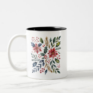 Tasse 2 Couleurs Boho Floral Noël Vacances Hiver Mignon Vacances 