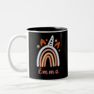 Tasse 2 Couleurs Boho Girly Rainbow Avec Nom Personnalisé